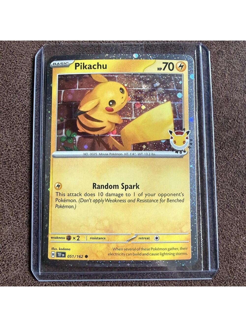 Pikachu 51/162 Cosmos Holo 2025 Pokemon Day Stamp Pokemon TCG NM